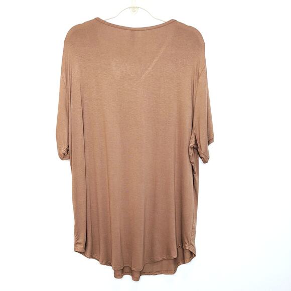 2 New Allegrace Womens 3X Shirts Tops Plus Size Short Sleeve Tan Yellow - Picture 6 of 11